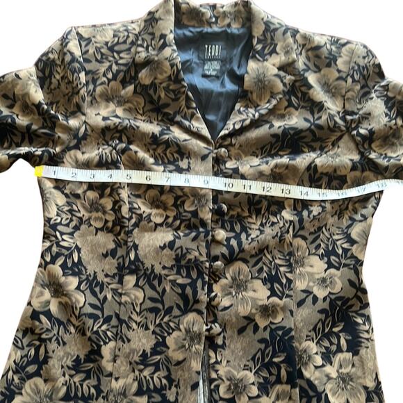 Teddi Vintage Floral Print Blazer Suit Jacket Woman Size 6 Unlined Shoulder Pads - Picture 6 of 9